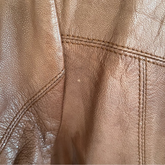 Black Rivet Leather Jacket Brown Size XS Zipper - Picture 6 of 6